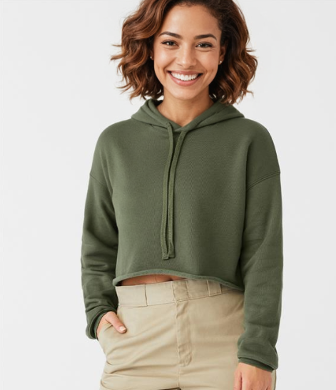 Women’s Cropped Hoodie – Raw Hem Style
